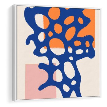 Obraz w ramie 80x80 - Migotliwe Nastroje - abstrakcyjna niebieska forma, dziwne kształty - rama biała