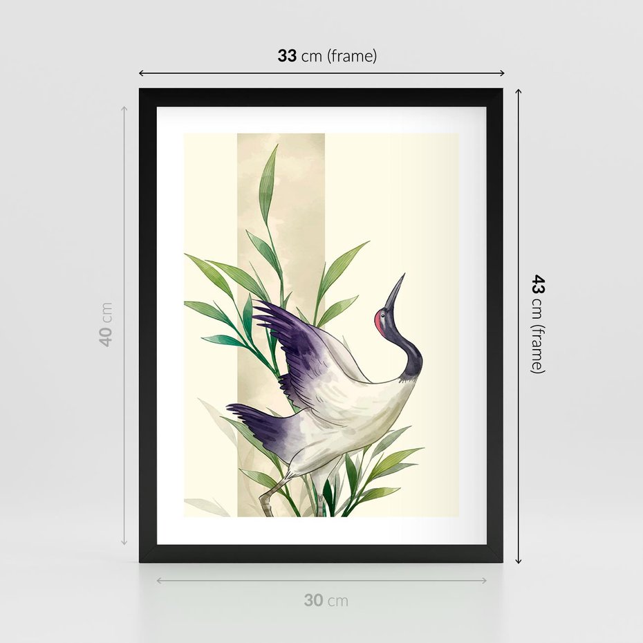 Plakat w ramie 30x40 - Migocące Ptaki - japońska sztuka, ptak - rama czarna