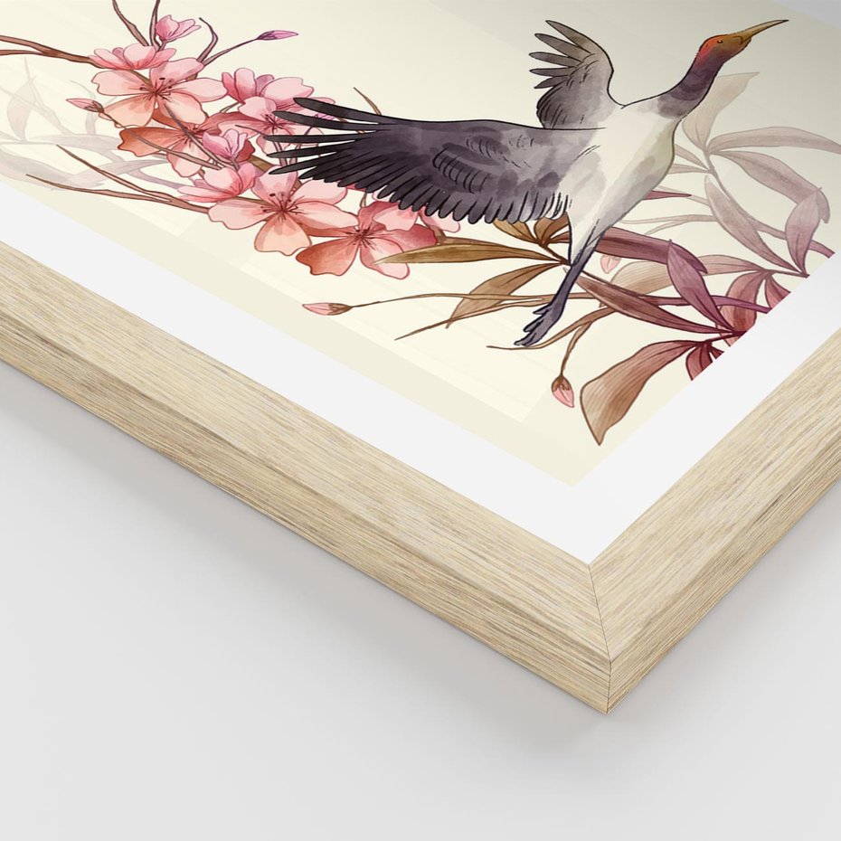 Plakat w ramie 30x40 - Szept Japonii - japońska sztuka, ptak - rama drewno