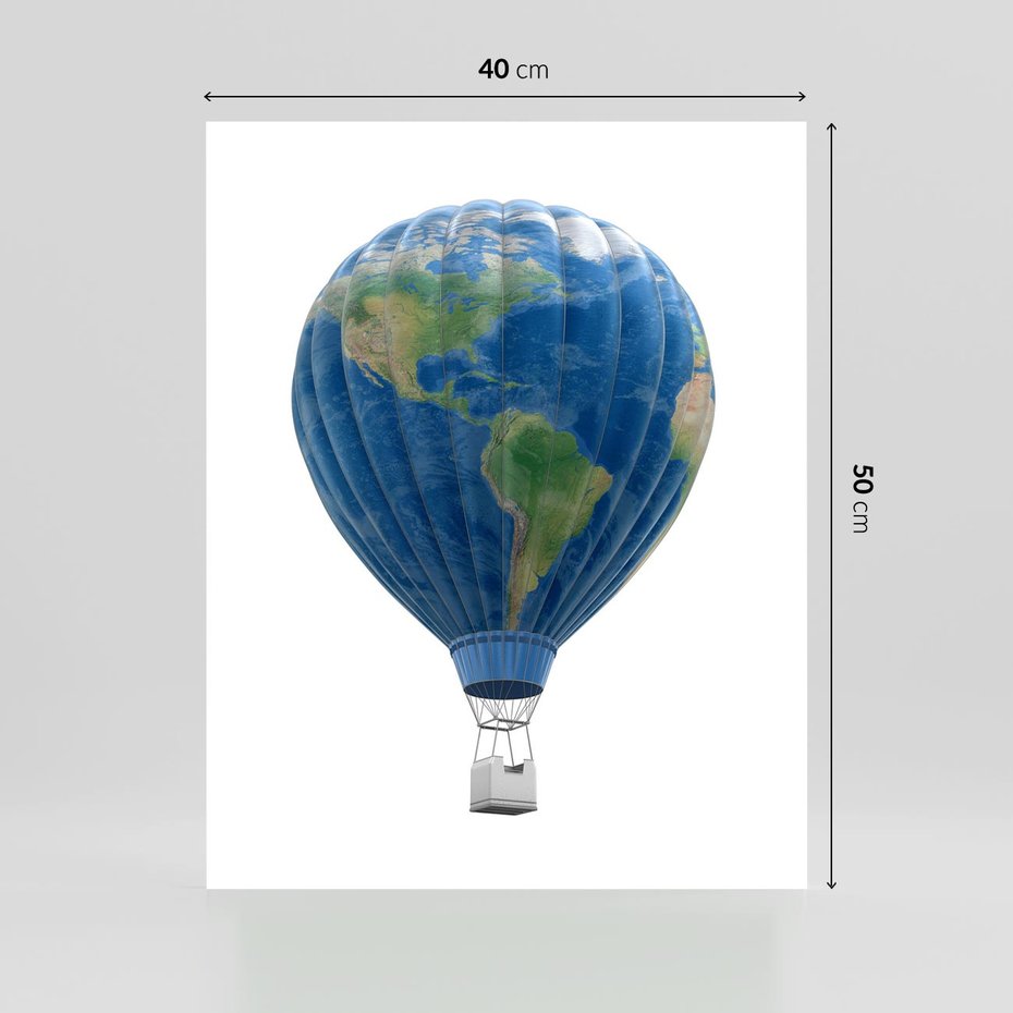 Plakat bez ramy 40x50 - Podróżniczy balon nad ziemią - balon, ziemia