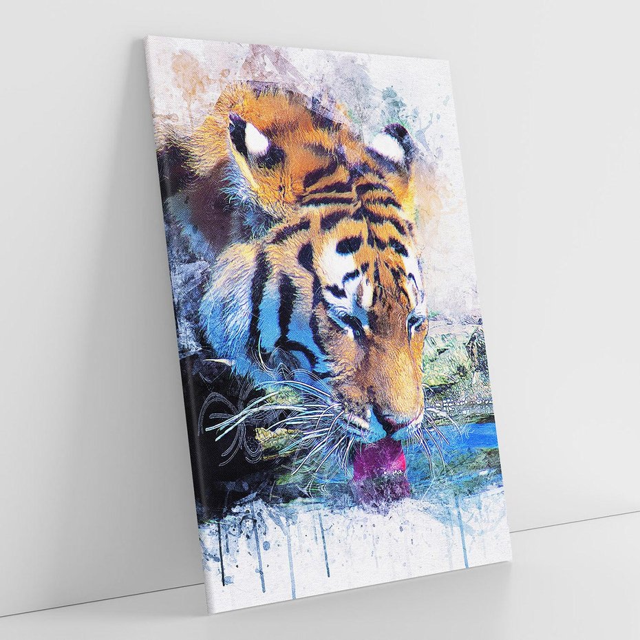 Obraz na płótnie 70x100 - Tygrys w abstrakcyjnym tańcu - tygrys, sztuka