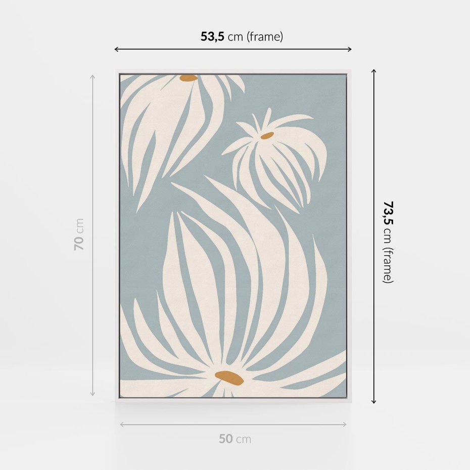 Obraz w ramie 50x70 - Kwiatowe Kształty - kwiaty, nowoczesne i minimalistyczne - rama biała