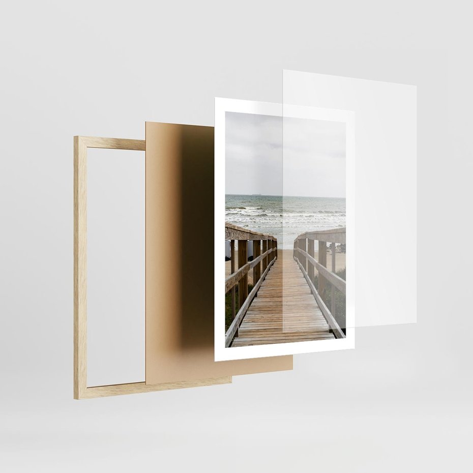 Plakat w ramie 50x70 - Morze i drewniany pomost - morze, pomost - rama drewno