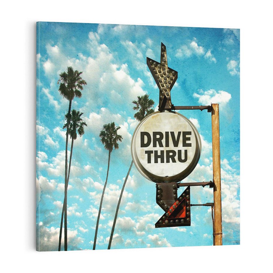 Obraz na płótnie 50x50 - Znaki Palm: Relaksująca Oaza - znak, palmy