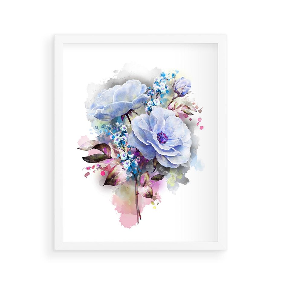 Plakat w ramie 40x50 - Kolorowa Ekspresja - kwiaty, graficzne - rama biała