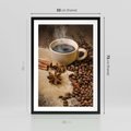 Plakat w ramie 50x70 - Kawowa filiżanka pełna aromatu - kawa, filiżanka - rama czarna