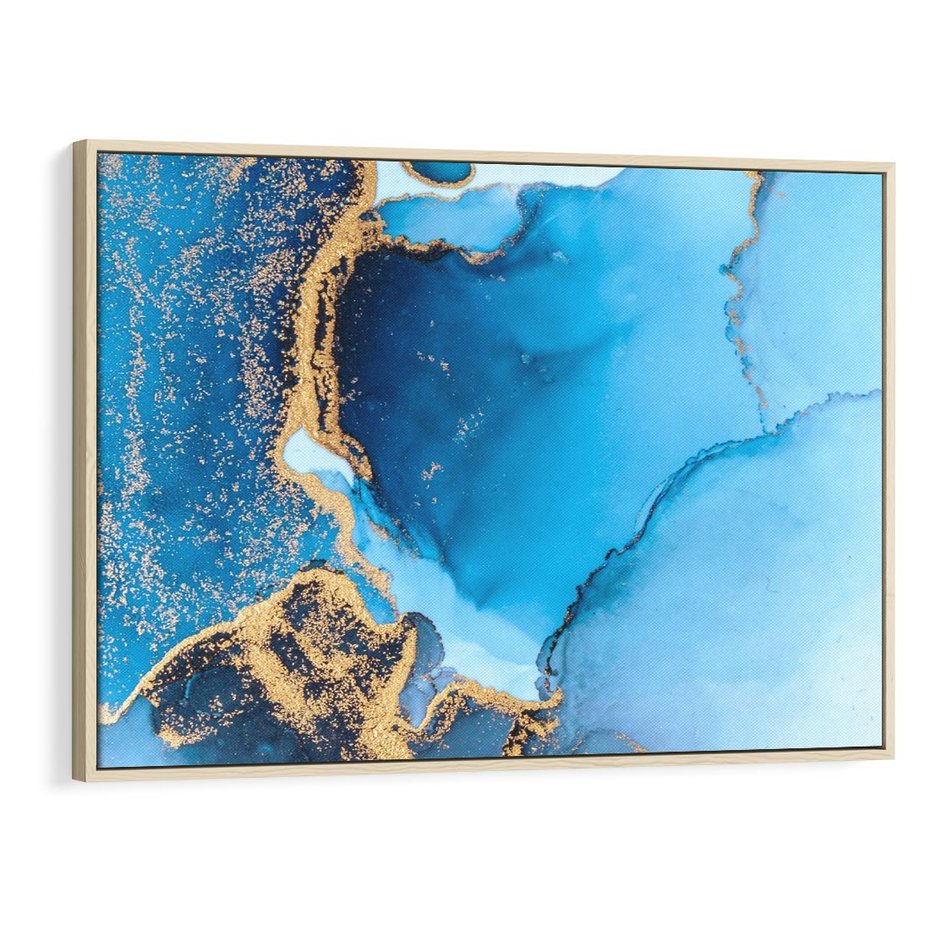 Obraz w ramie 70x50 - Elegancja i Wyrafinowanie - marmur, złoto - rama drewno