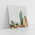 Obraz na płótnie 50x50 - Naturalna Harmonia - kaktusy, liście