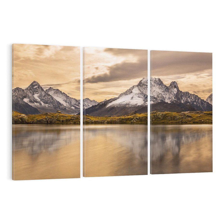 Obraz na płótnie 120x80 - Harmonia natury - góry, jezioro