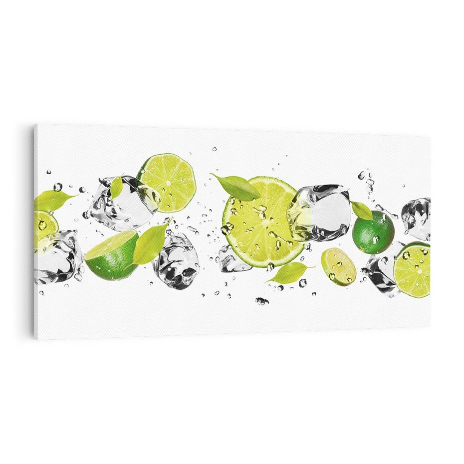 Obraz na płótnie 140x70 - Ekscentryczne limonki z wodą - limonki, woda