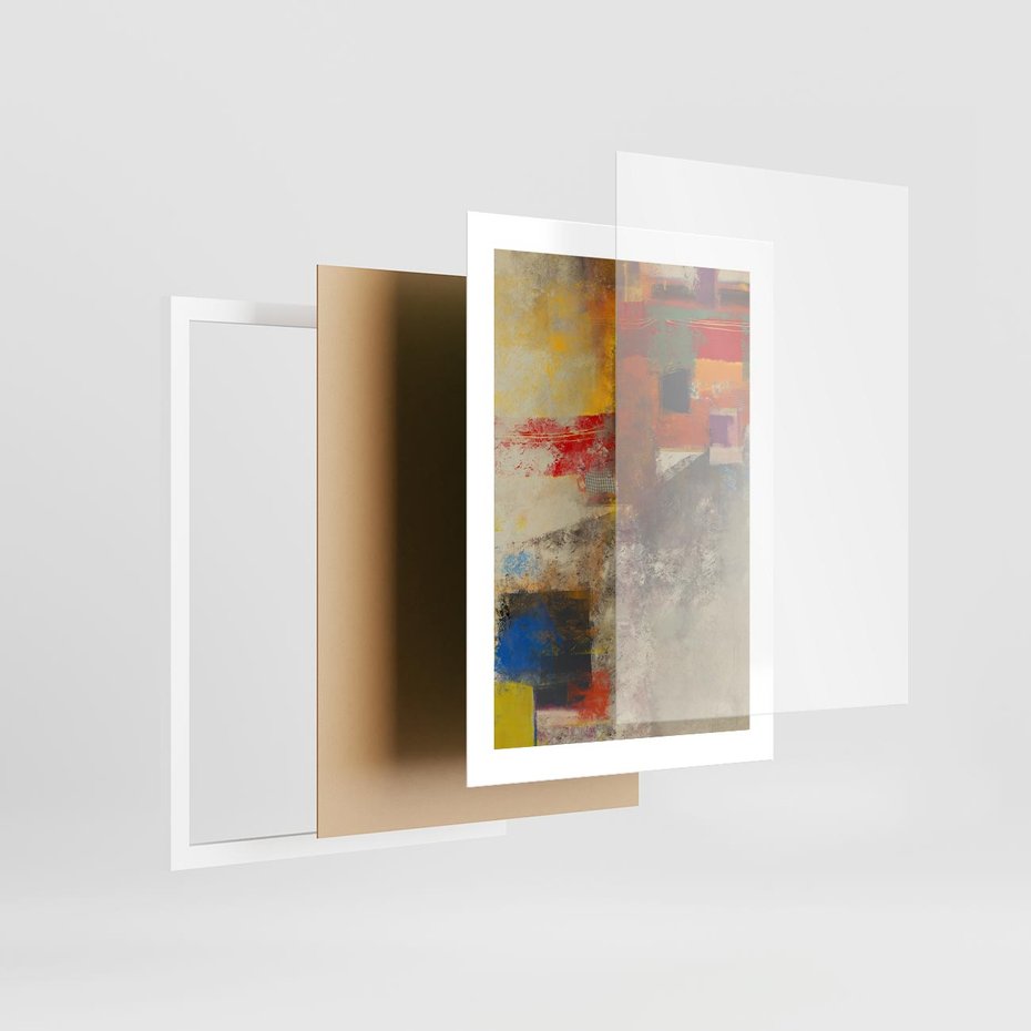 Plakat w ramie 30x40 - Abstrakcja olejna - kształty i kolory - abstrakcja, olejna - rama biała