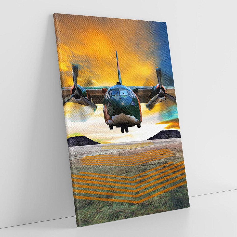 Obraz na płótnie 70x100 - Moc wojskowego transportu: Samolot na misji - samolot, wojsko