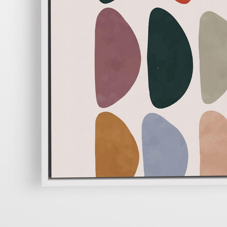 Obraz w ramie 50x50 - Granice Boho - abstrakcyjny obraz, geometryczna kompozycja - rama biała