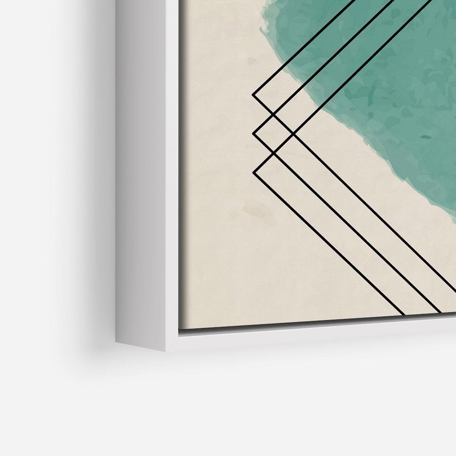 Obraz w ramie 80x80 - Impresje Przestrzeni - akwarelowa plama, geometryczne szkicowane kształty - rama biała