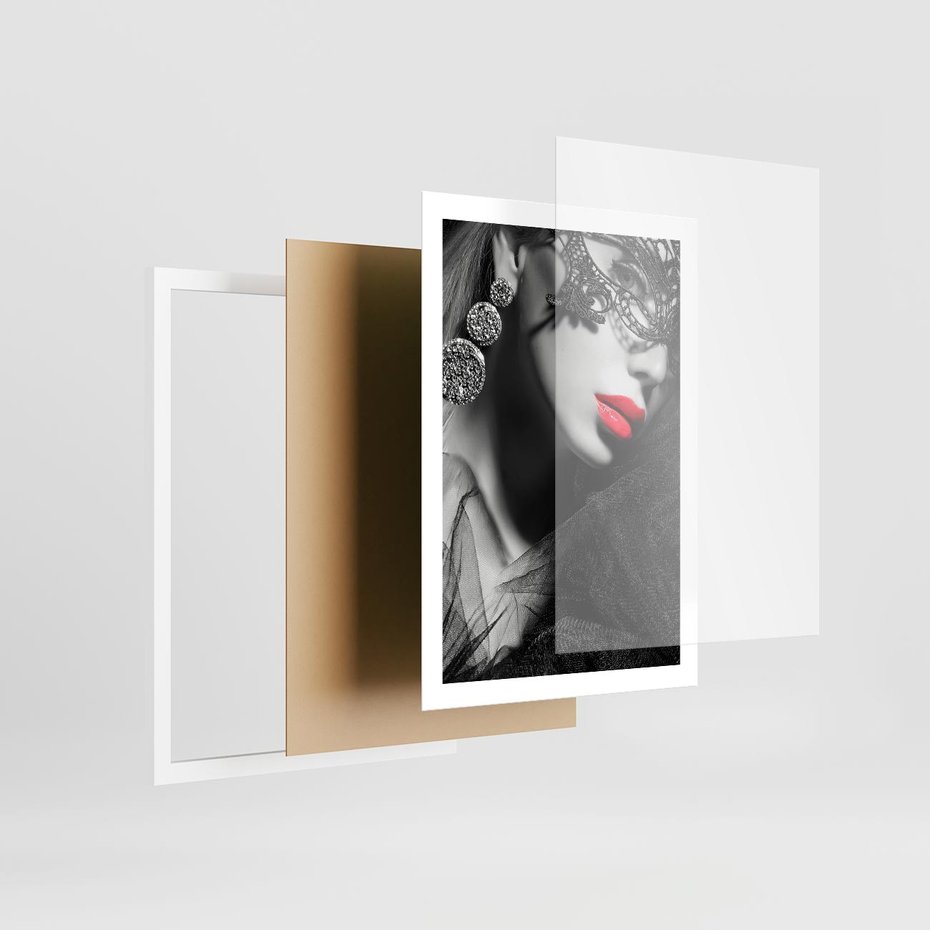 Plakat w ramie 50x70 - Zmysłowe usta damy - kobieta, usta - rama biała