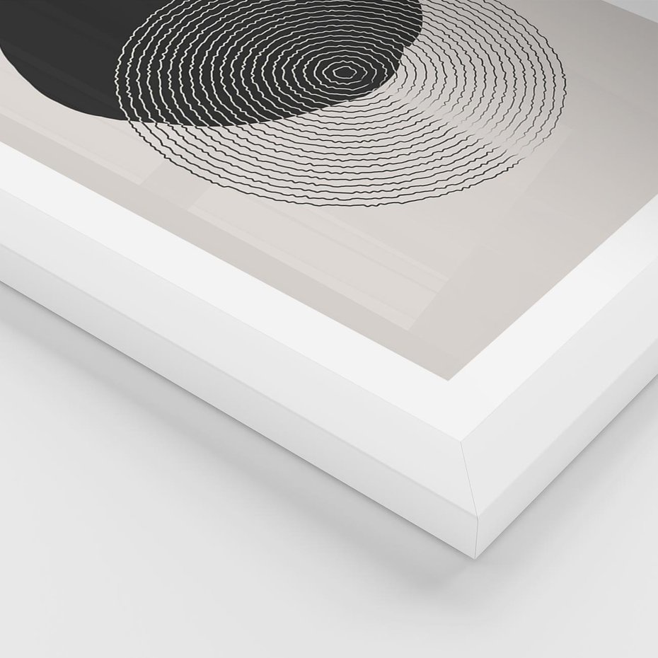 Plakat w ramie 40x50 - Boho Przenikanie Uroku - abstrakcyjna kompozycja, okręgi - rama biała