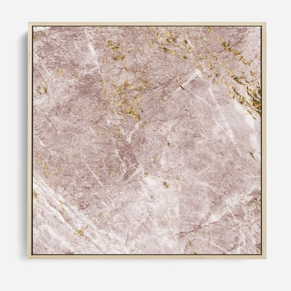 Obraz w ramie 80x80 - Wyjątkowa Stylizacja - marmur, złoto - rama drewno