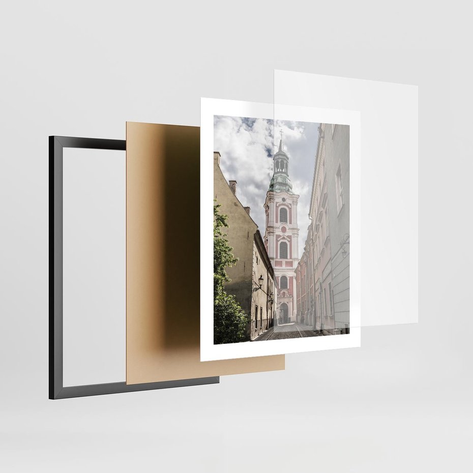 Plakat w ramie 40x50 - Magia perspektywy uliczki - uliczka, perspektywa - rama czarna