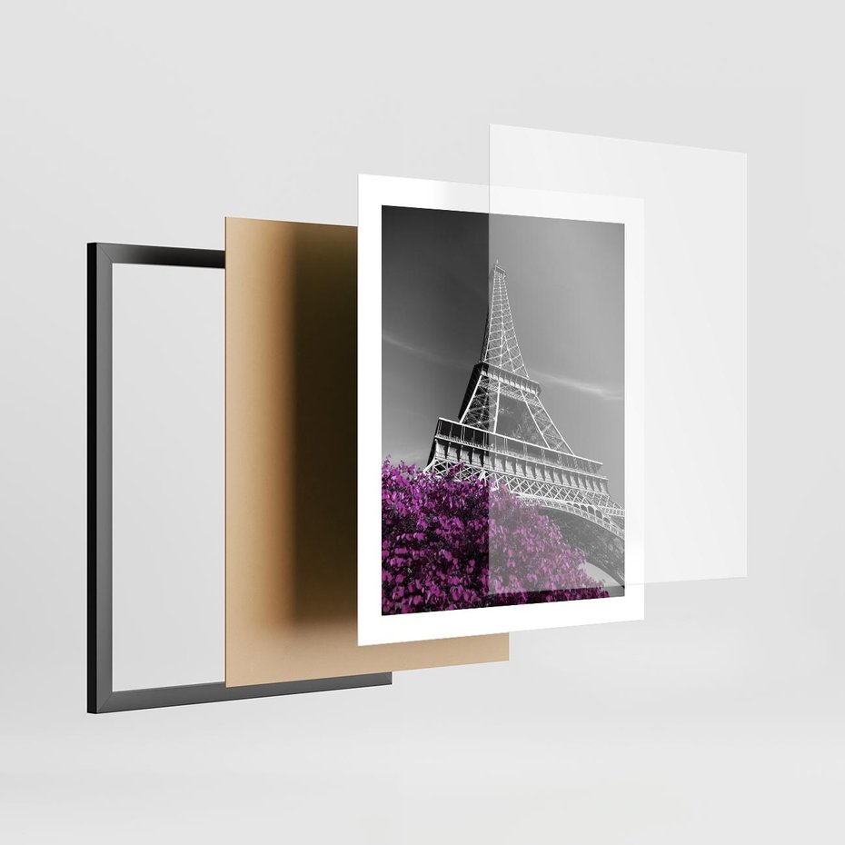 Plakat w ramie 40x50 - Urok Eiffla w Paryżu - Eiffla, Paryż - rama czarna
