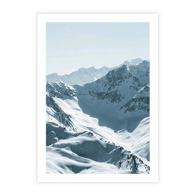 Plakat bez ramy 21x30 - Surowość Gór - górskie szczyty, śnieg