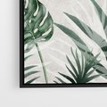 Obraz w ramie 50x50 - Tropikalne Akwarele - tropikalne liście, akwarela - rama czarna