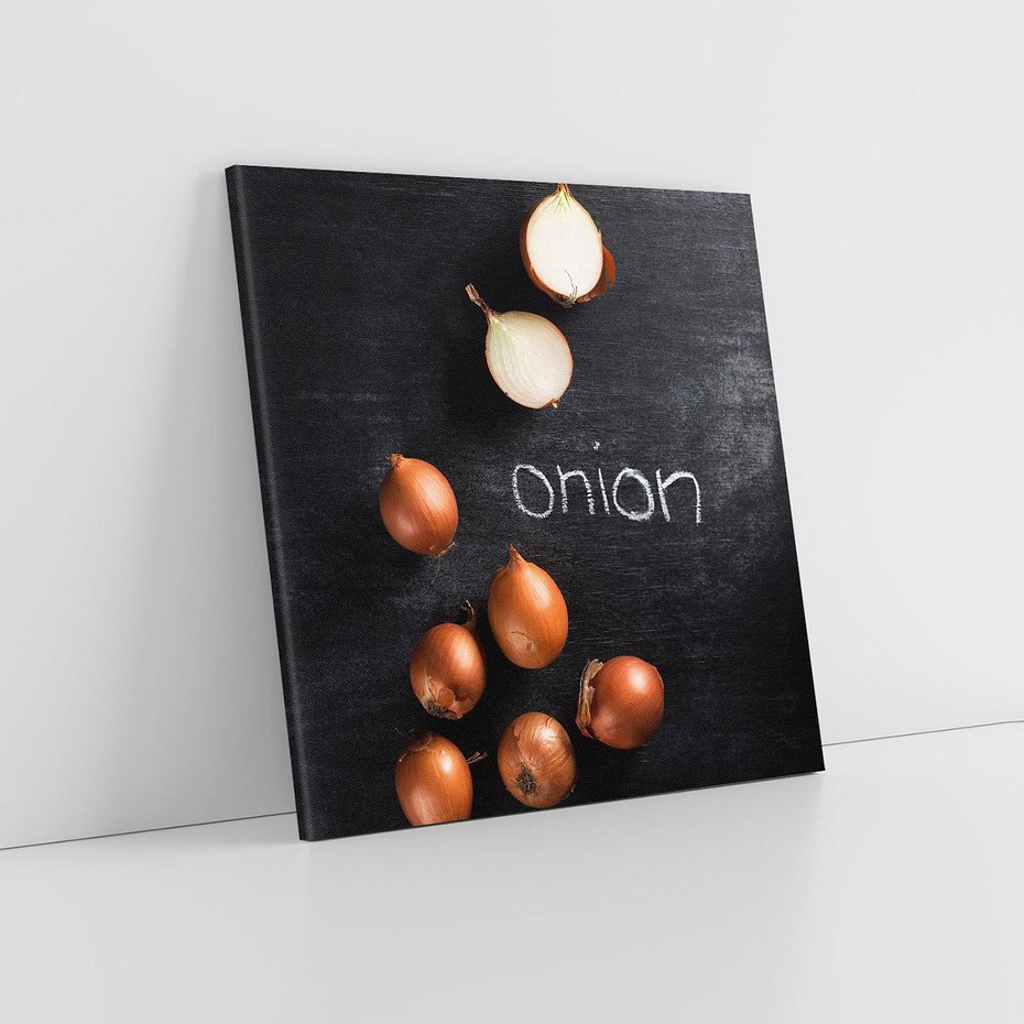 Obraz na płótnie 80x80 - Aromatyczne Inspiracje - cebula, kuchnia