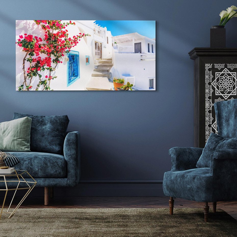 Obraz na płótnie 100x50 - Piękno miasta nad morzem - Grecja, uliczka