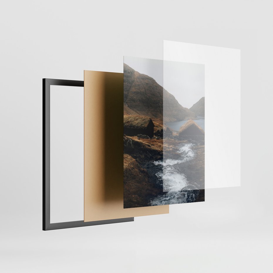 Zestaw obrazy w ramie 50x70 galeria - Góry, skandynawski, boho - rama czarna