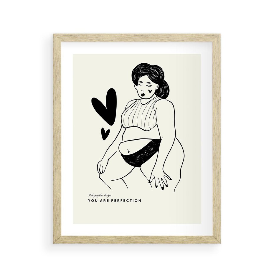 Plakat w ramie 40x50 - Wyrażenie Piękna - rysunek, sztuka nowoczesna - rama drewno
