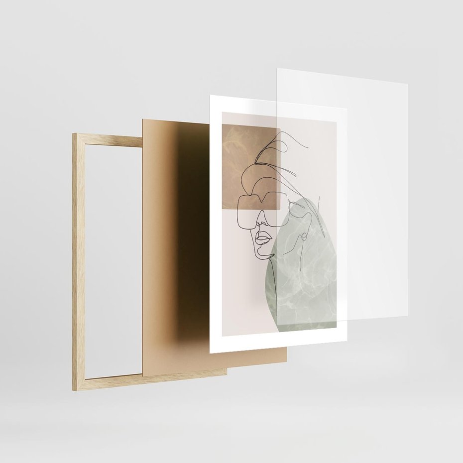 Plakat w ramie 30x40 - Geometria i Szkic - nowoczesny obraz, grafika - rama drewno