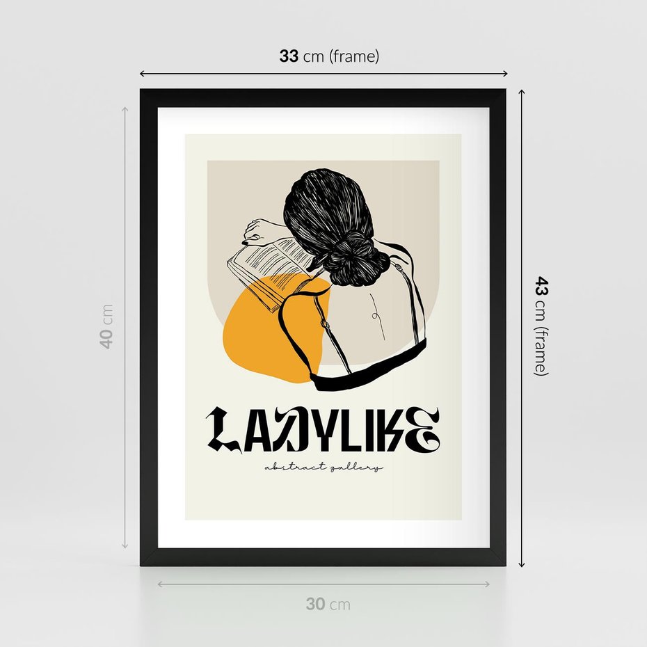 Plakat w ramie 30x40 - Kobiecość w Literach - grafika, nowoczesność - rama czarna