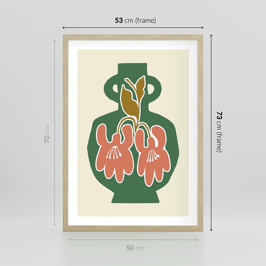 Plakat w ramie 50x70 - Kreatywne Impulsy - boho styl, wazon - rama drewno