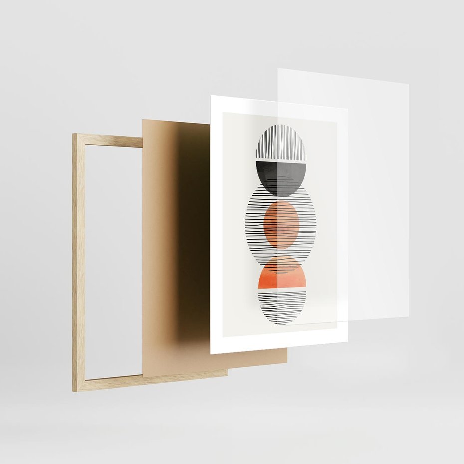 Plakat w ramie 30x40 - Geometryczna Abstrakcja - abstrakcja, nowoczesny obraz - rama drewno