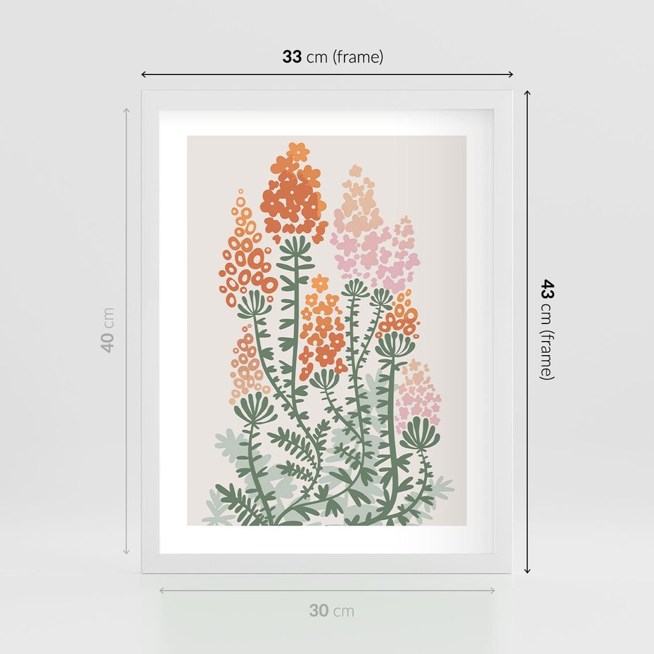 Plakat w ramie 30x40 - Kwiatowe Uniesienia - kwiaty polne, plakat - rama biała