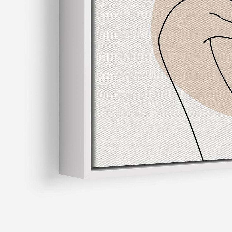 Obraz w ramie 80x80 - Przenikające Kształty - szkic jedną linią, one line - rama biała