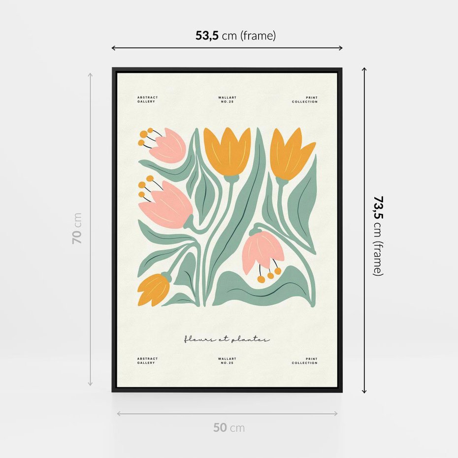 Obraz w ramie 50x70 - Tajemnicza Aura - kwiaty, nowoczesna abstrakcja - rama czarna