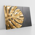 Obraz na płótnie 120x80 - Złoty Liść Monstera - złoty, liść