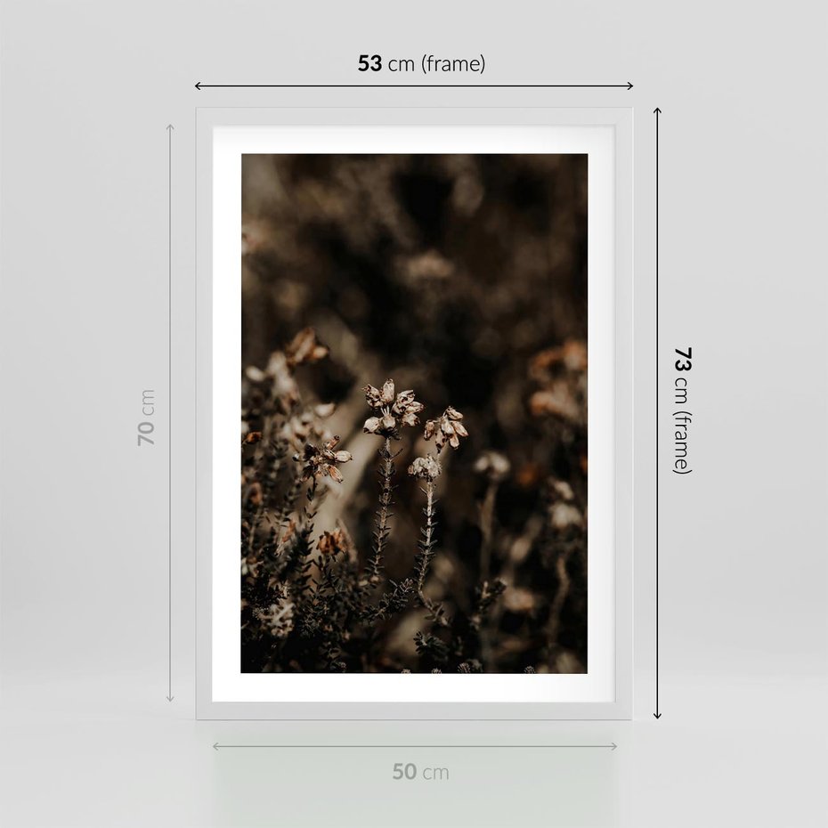 Plakat w ramie 50x70 - Jesienny Urok - suche trawy, jesienny pejzaż - rama biała