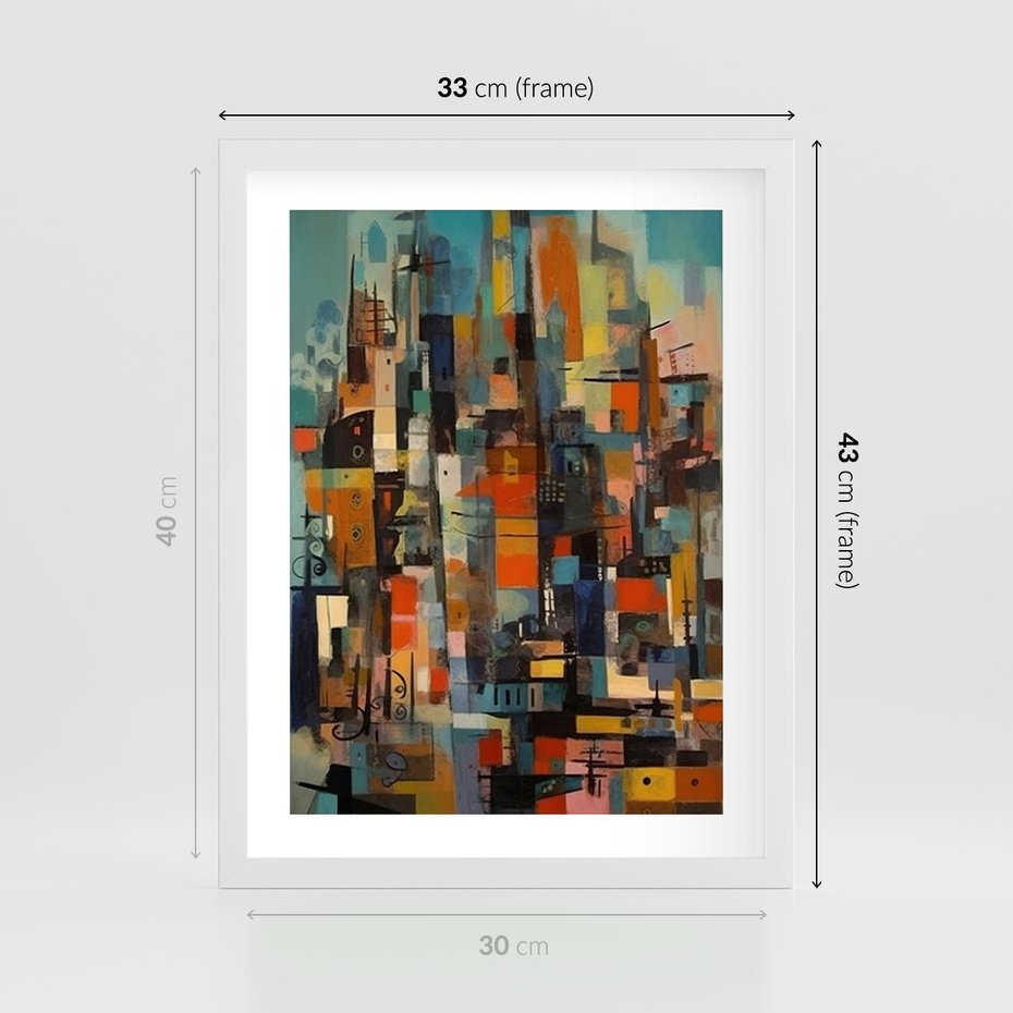 Plakat w ramie 30x40 - Zaklęte Odbicia Nienormalności - styl mid century, nowoczesna sztuka - rama biała