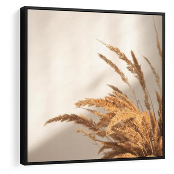 Obraz w ramie 50x50 - Swobodne trawy boho - boho, suche - rama czarna
