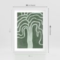 Plakat w ramie 30x40 - Inspirujące Zawiłości Zieleni - abstrakcyjny kształt, zielony plakat - rama biała