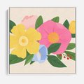 Obraz w ramie 50x50 - Kwiatowy Uśmiech - kwiaty, akwarela - rama biała