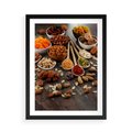 Plakat w ramie 50x70 - Szlachetne smaki kuchni - nasiona, bakalie - rama czarna