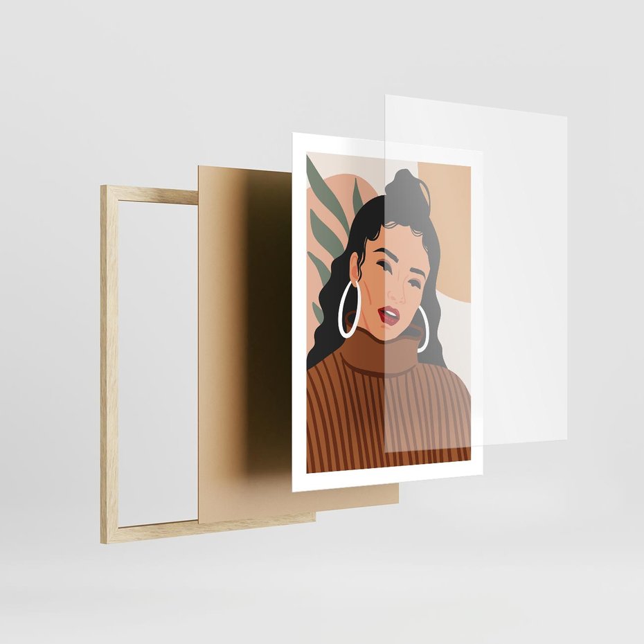 Plakat w ramie 50x70 - Kobiece Wibracje - nowoczesny plakat, styl retro - rama drewno