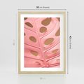 Plakat w ramie 30x40 - Różowa monstera w pełnym rozkwicie - różowa, monstera - rama drewno