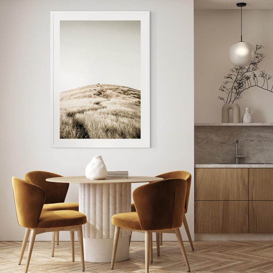 Plakat bez ramy 21x30 - Wzgórze w Odcieniach Sepii - wzgórze, trawy