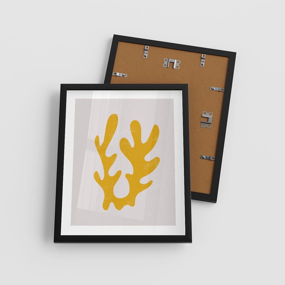 Plakat w ramie 40x50 - Abstrakcyjna Synergia - abstrakcyjna żółta forma, minimalizm - rama czarna