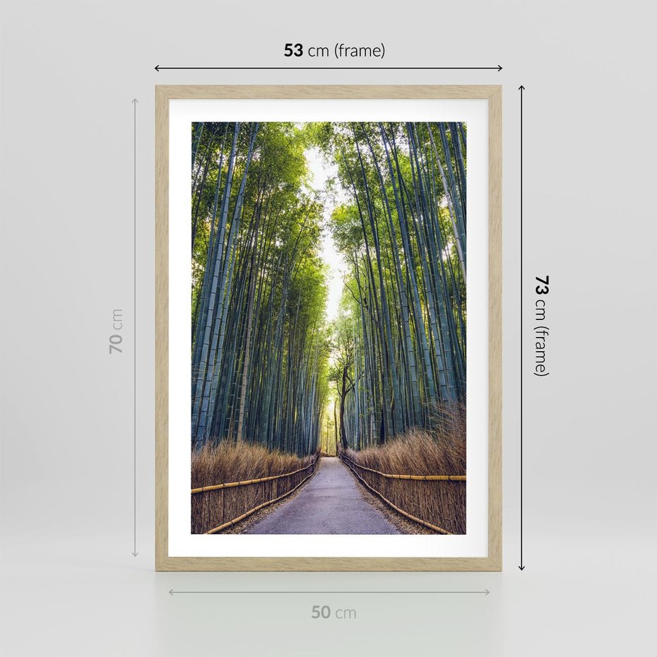 Plakat w ramie 50x70 - Urokliwa dróżka w lesie - las, dróżka - rama drewno