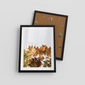 Plakat w ramie 30x40 - Suche Żółte Liście w Malowniczym Ujęciu - liście, żółte - rama czarna