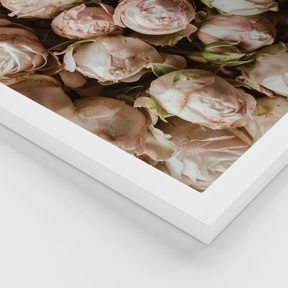 Zestaw obrazy w ramie 40x50 galeria - Kwiaty, wino, pościel, kobiece - rama biała